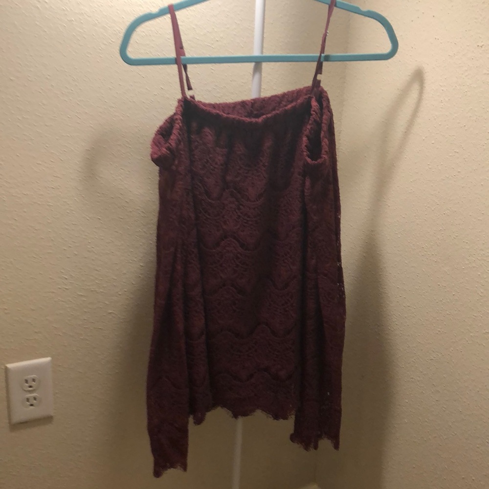 Maroon off-the-shoulder top